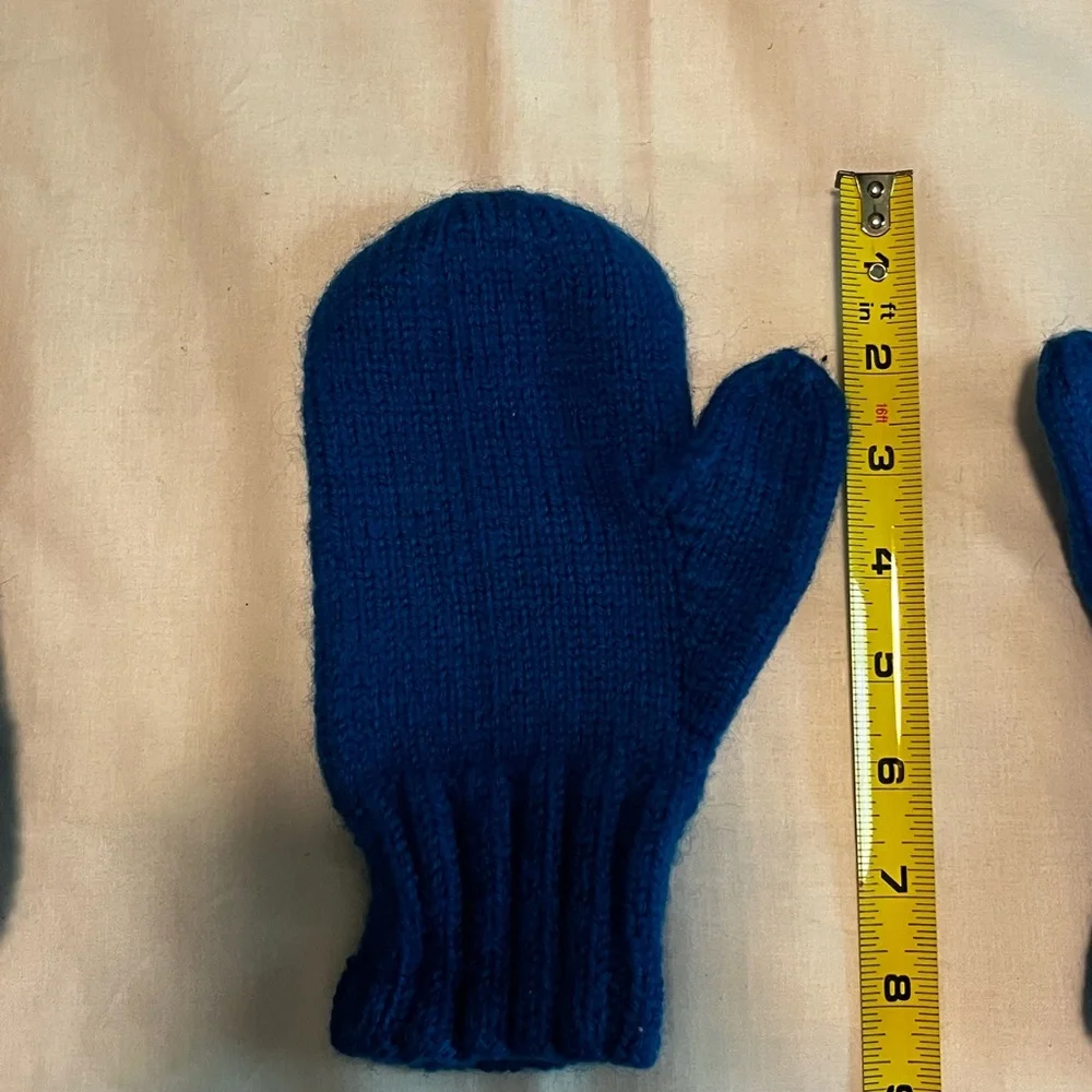Blue handmade mittens